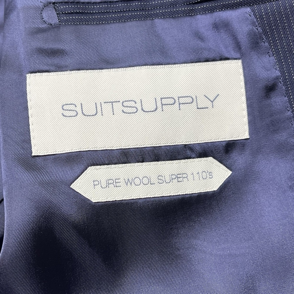 SuitSupply Vitale Barberis Super 110s Sports Blazer Striped Jacket Blue Men 41R - Picture 6 of 16